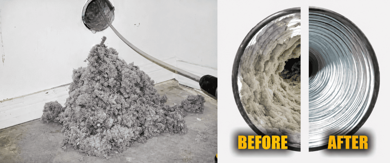 Andrew and sons air duct cleaning dryer vent before and after