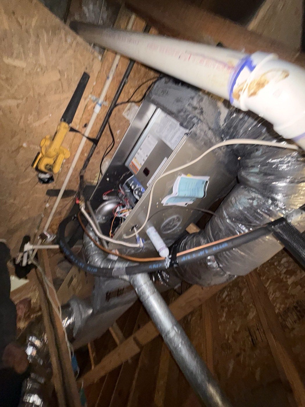 Newly installed HVAC equipment and connections in an Austin home