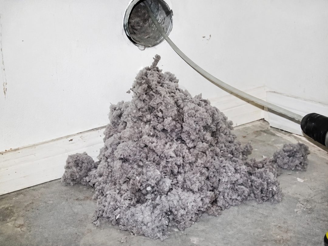 Pile of lint pulled out of a single clogged dryer vent